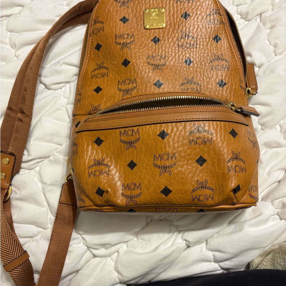 MCM Cognac Logo Pattern Backpack - image 2
